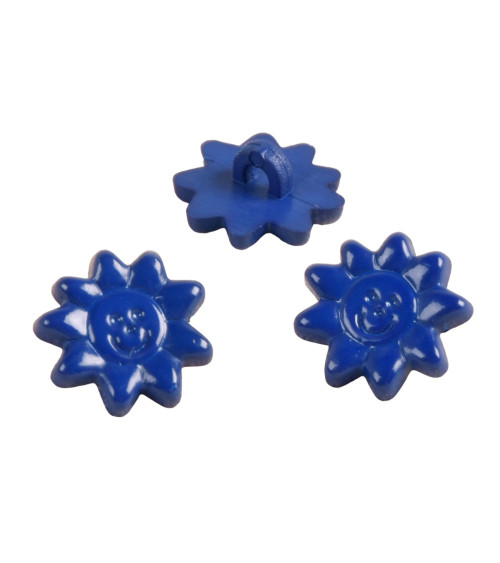 Set of 6 blue sun children's buttons 0mm