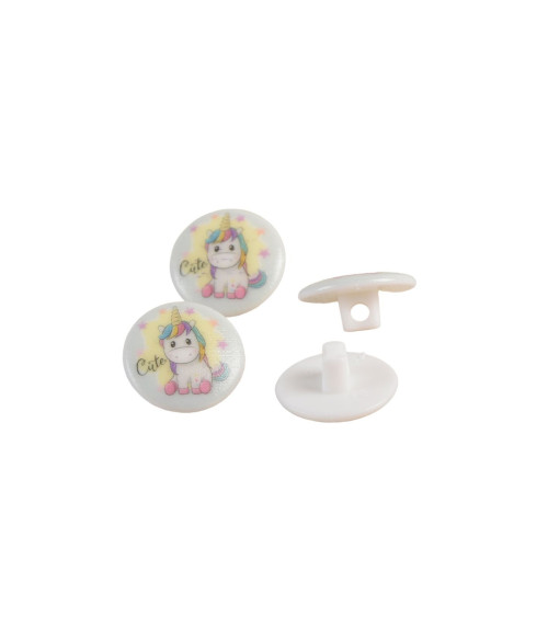 Set of 6 children's buttons unicorn tail 15mm