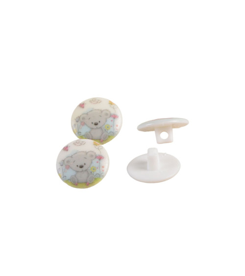 Set di 6 bottoni per bambini coda di orsetto grigio 15 mm