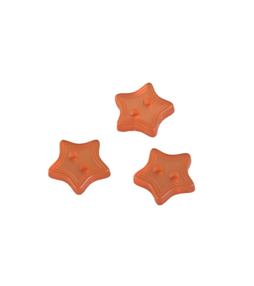 Set mit 6 orangefarbenen Sternknöpfen mit 2 Löchern, 13 mm