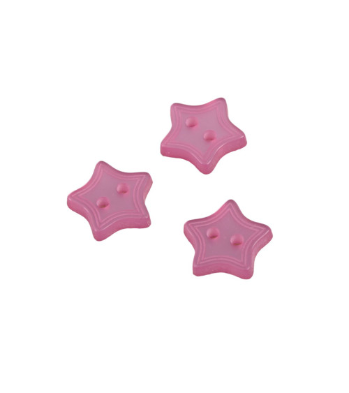 Set of 6 buttons 2 holes star purple lilac 13mm