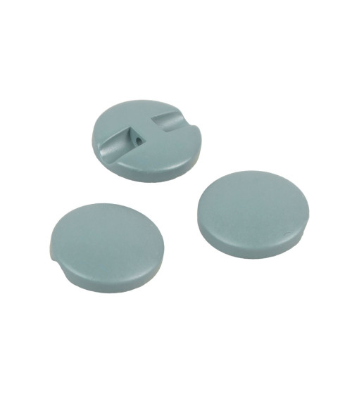 Set of 6 simple round buttons in green-grey 18mm