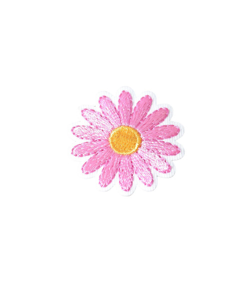 Pink daisy iron-on patch 3.3cm x 3.3cm