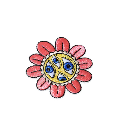 Seventies style iron-on flower badge 0cm x 0cm