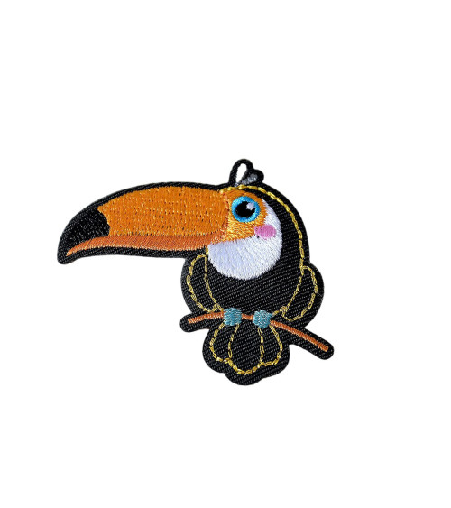 Iron-on patch exotic birds toucan 5.1cm x 4.4cm