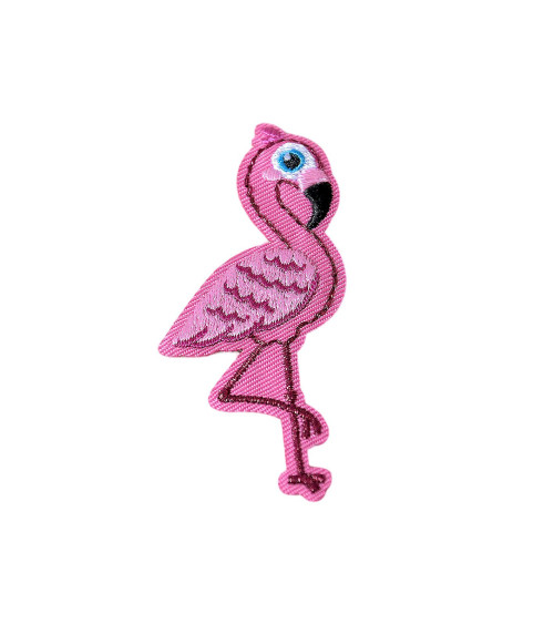 Exotic birds pink flamingo iron-on patch 6.5cm x 3cm