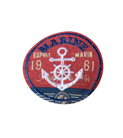 Parche deportivo termoadhesivo azul marino vintage 5,5 cm x 5,5 cm