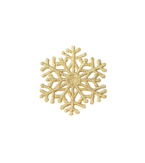 Großer goldfarbener Schneeflocken-Aufnäher zum Aufbügeln, 4,8 cm x 4,8 cm