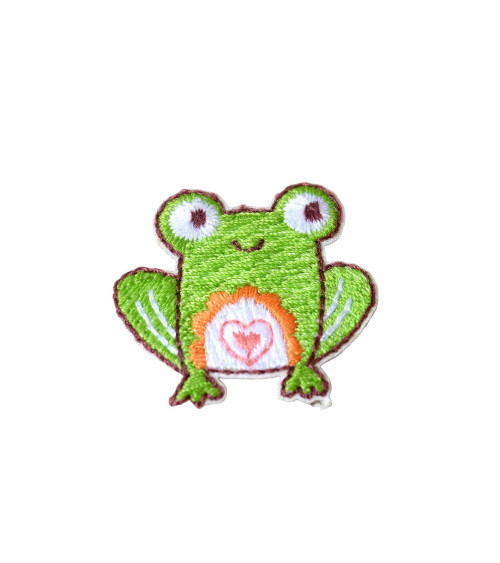 Iron-on patch frog forest 3.5cm x 2.5cm