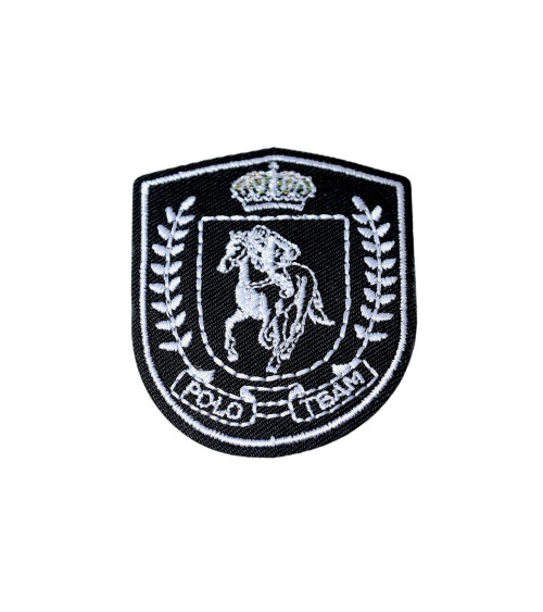 Black polo team iron-on badge 5.5cm x 4.5cm