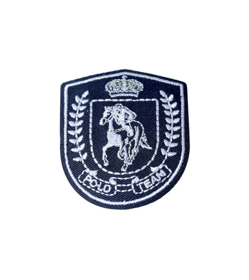 Polo team blue iron-on badge 5.5cm x 4.5cm