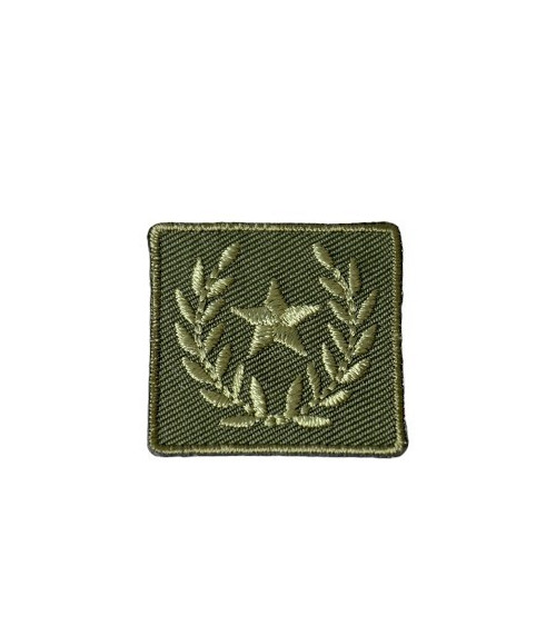 Green laurel star badge iron-on patch 3cm x 3cm