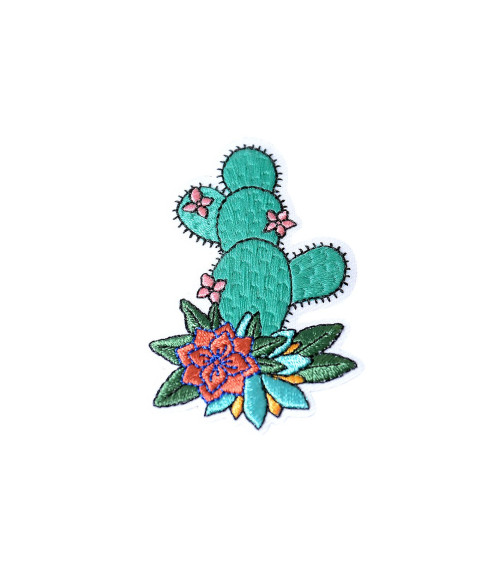 Juego de 3 parches termoadhesivos de cactus y amarilis de 6,2 cm x 4,1 cm