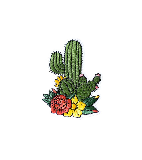 Juego de 3 parches termoadhesivos de cactus rosa de 6,2 cm x 4,2 cm