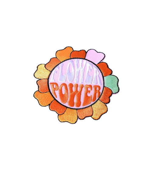 Set of 3 iron-on seventies flower power badges 7cm x 7cm