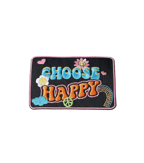 Set mit 3 „70s Choose Happy“-Aufnähern zum Aufbügeln, 5,5 cm x 8 cm