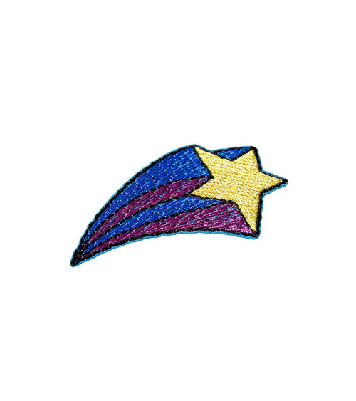 Set of 3 iron-on shooting star patches 4cm x 3.9cm