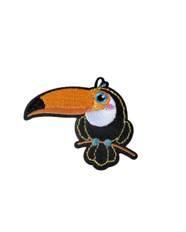 Lot de 3 écussons thermocollants oiseaux exotiques toucan 5,1cm x 4,4cm