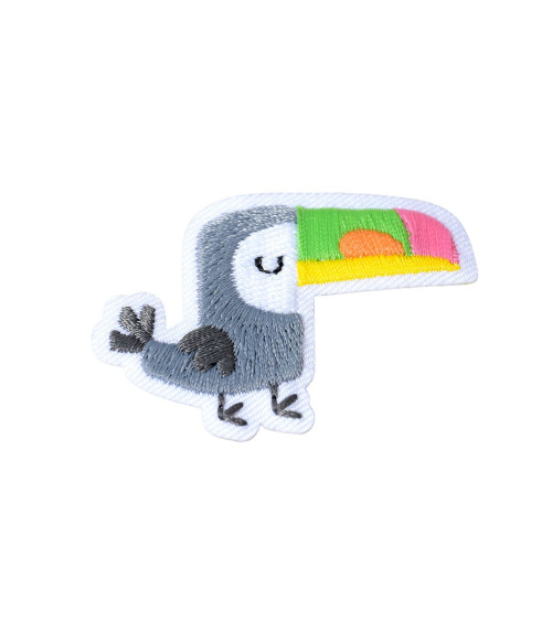 Set of 3 iron-on patches cute little animals parrot 2.5cm x 3cm