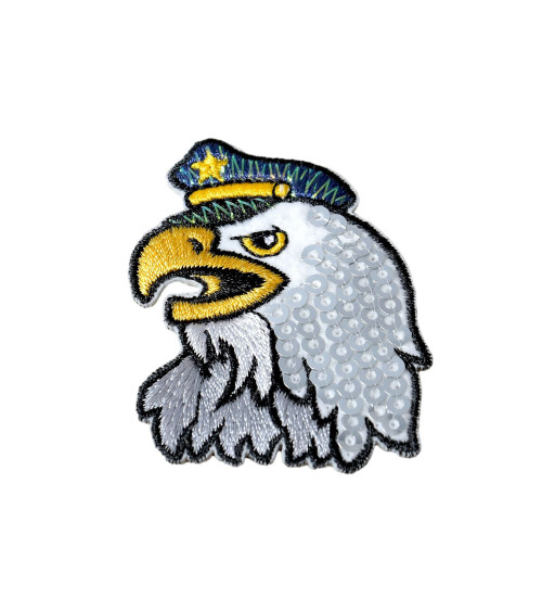 Set of 3 iron-on patches raven and owl sequin eagle 4.9cm x 3.5cm