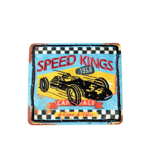 Set mit 3 Vintage-Sportflicken „Speed Kings“ zum Aufbügeln, 5,5 cm x 5,5 cm