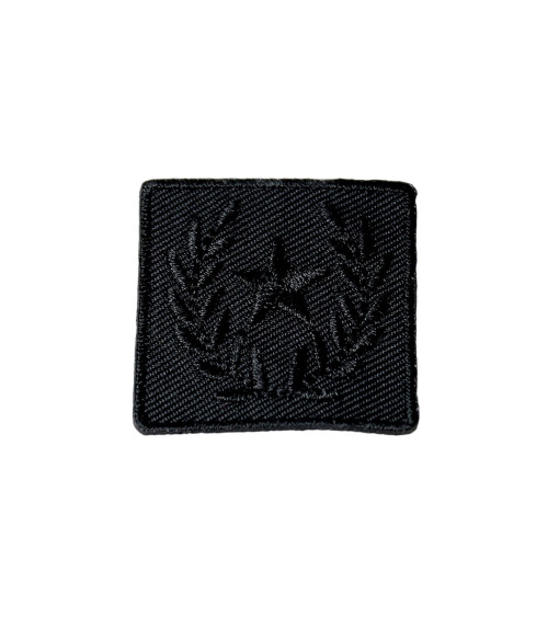 Juego de 3 parches termoadhesivos con insignia de estrella de laurel negro de 3 cm x 3 cm