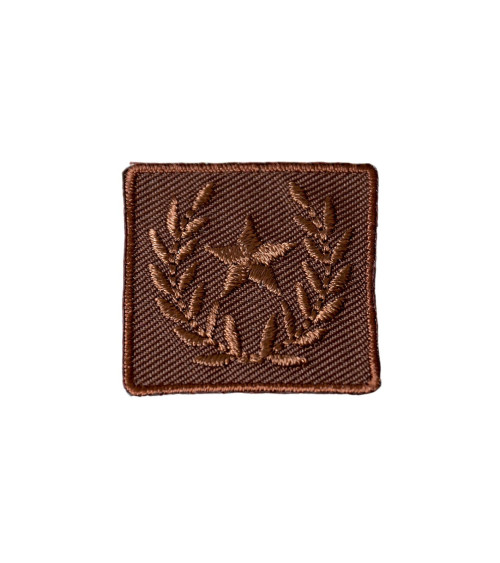 Juego de 3 parches termoadhesivos con insignia de estrella de laurel marrón, 3 cm x 3 cm