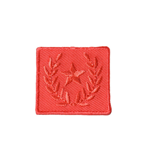 Juego de 3 parches termoadhesivos con insignia de estrella de laurel roja de 3 cm x 3 cm