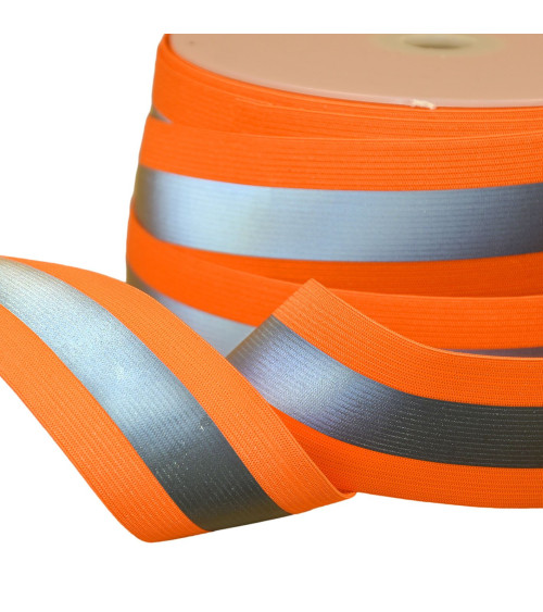 Fluorescent orange reflective elastic by the meter