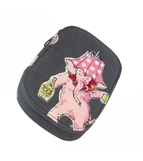 Sewing bag 16x12cm pink elephant