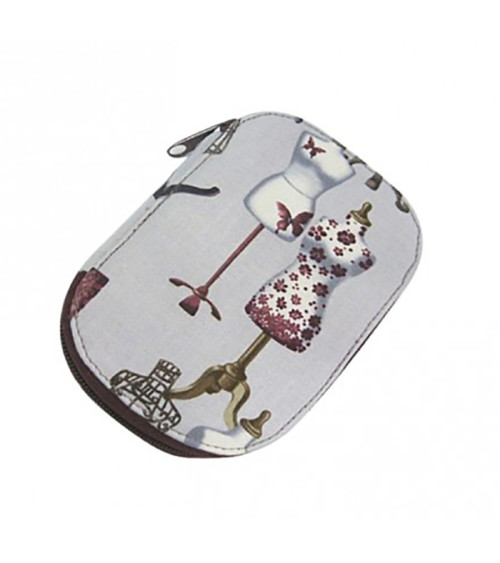 Sewing bag 16x12cm gray burgundy mannequin