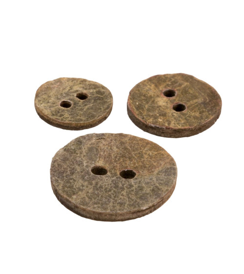 Round gray brown stone button