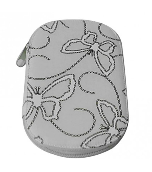 Sewing bag 16x12cm gray butterflies