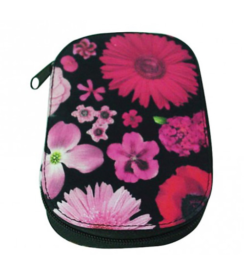 Sewing bag 16x12cm 3D pink flowers