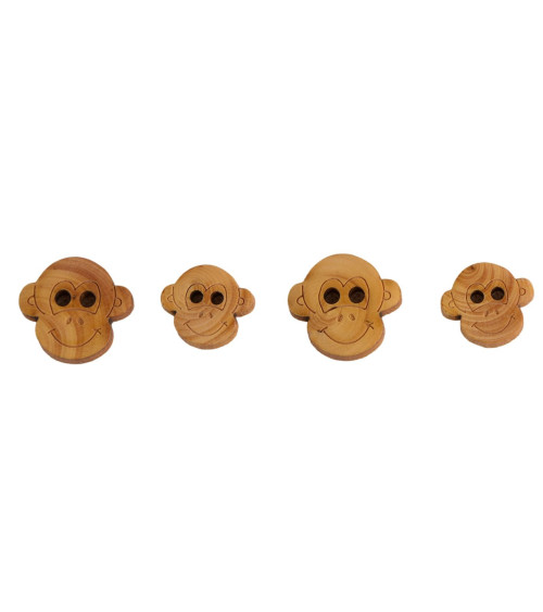 Wooden button for children monkey