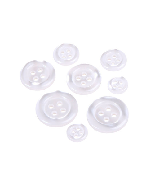 Set of 6 round buttons 4 holes white