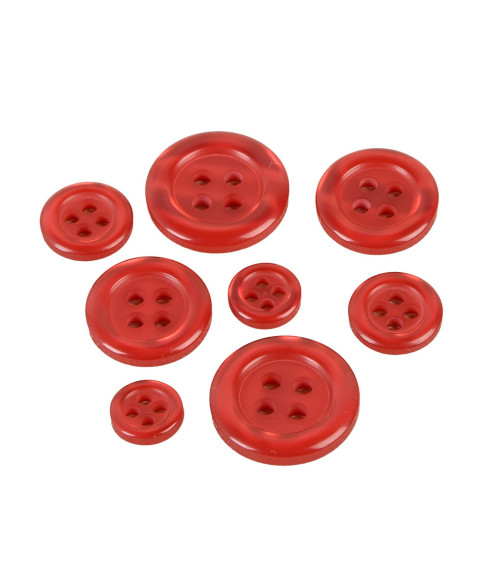 Set of 6 round buttons 4 holes red