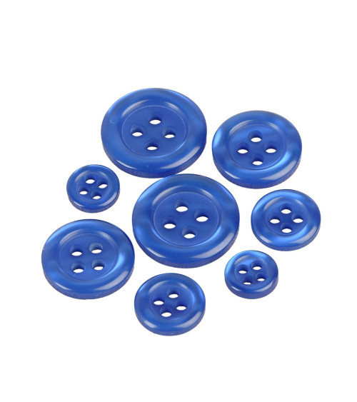 Set di 6 bottoni rotondi 4 fori blu