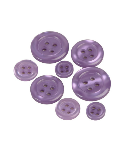 Set di 6 bottoni rotondi 4 fori viola malva