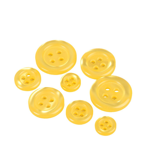 Set of 6 round buttons 4 holes yellow