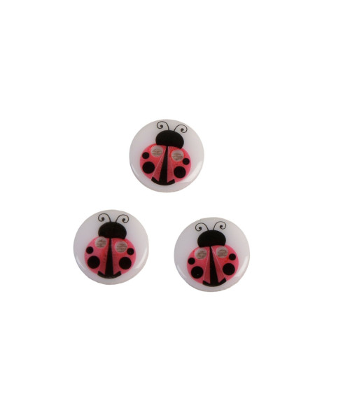 Set di 6 bottoni coccinella bambina a 2 fori