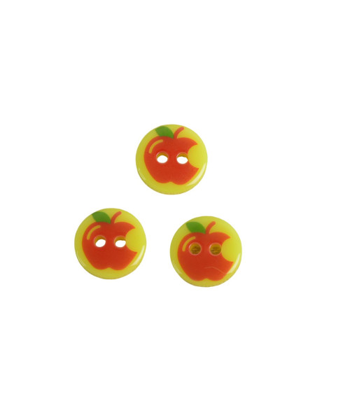 Set of 6 2-hole apple children's buttons