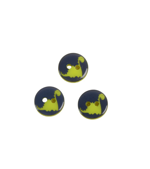 Set of 6 2-hole dinosaur children's buttons