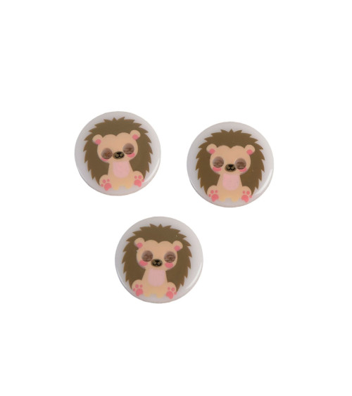 Set of 6 2-hole hedgehog child buttons