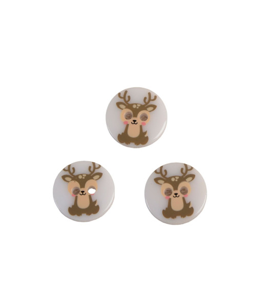 Set of 6 2-hole deer child buttons