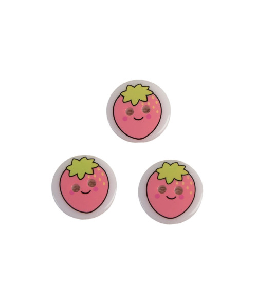 Set of 6 2-hole strawberry children's buttons