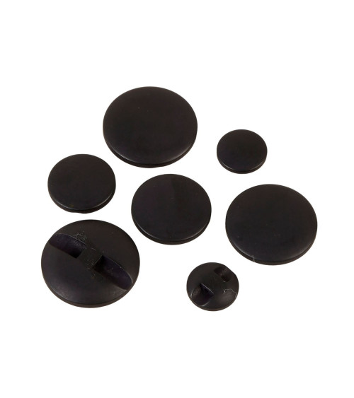 Set of 6 classic black tunnel buttons