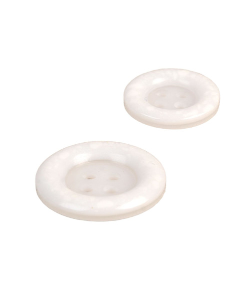 Round recycled plastic button 4 holes white