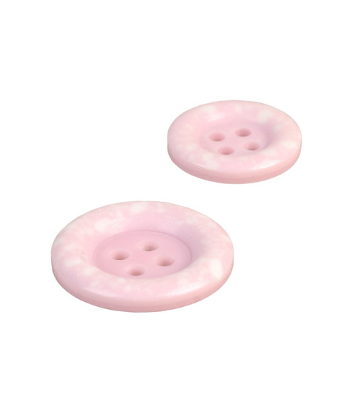 Round recycled plastic button 4 holes baby pink