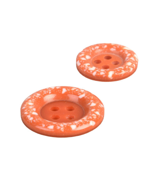 Round recycled plastic button 4 holes orange